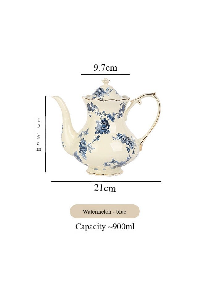 French Retro Flower Kettle Ceramic Teapot 900ML China Tea Pot - Image 4