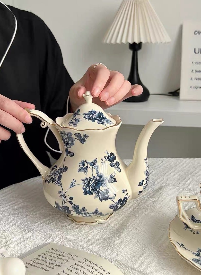 French Retro Flower Kettle Ceramic Teapot 900ML China Tea Pot - Image 2