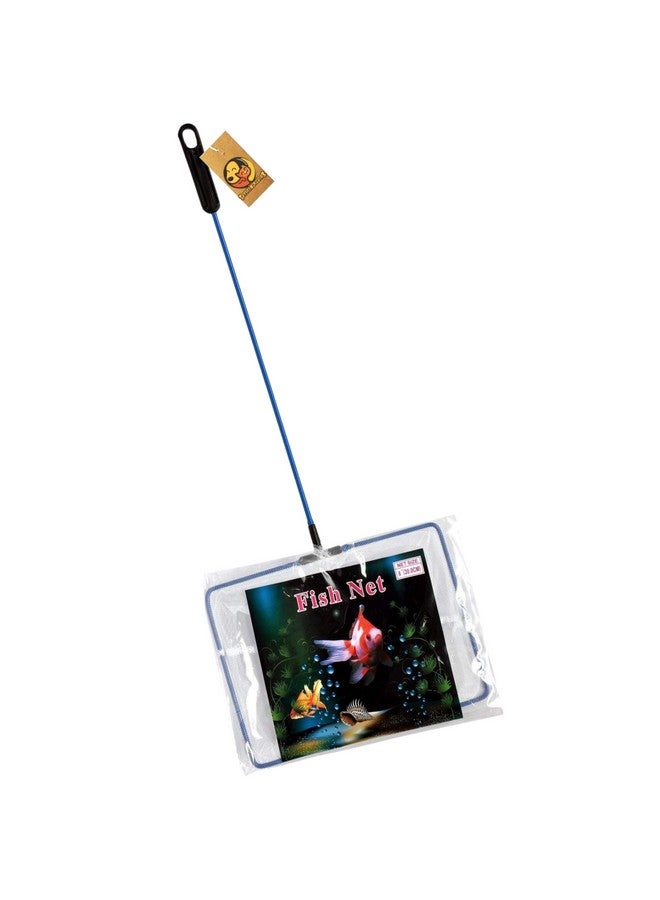 Fish Net Cleaner For Aquarium/Fish Tank - (8Inch Fish Net) | Nylon Net Safe For All Aquarium Fish, White Net With Blue Handle Quick Catch Mesh Aquarium Fish Net - Image 1