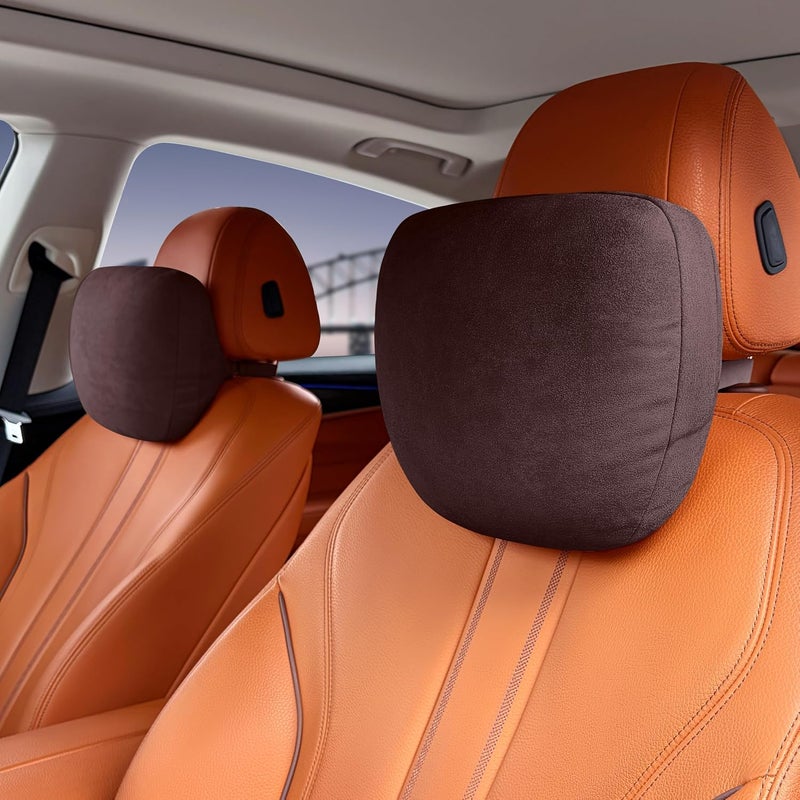POKSRI car headrest Pillow Neck Head Rest for Driving seat (deep Coffee) - Image 1