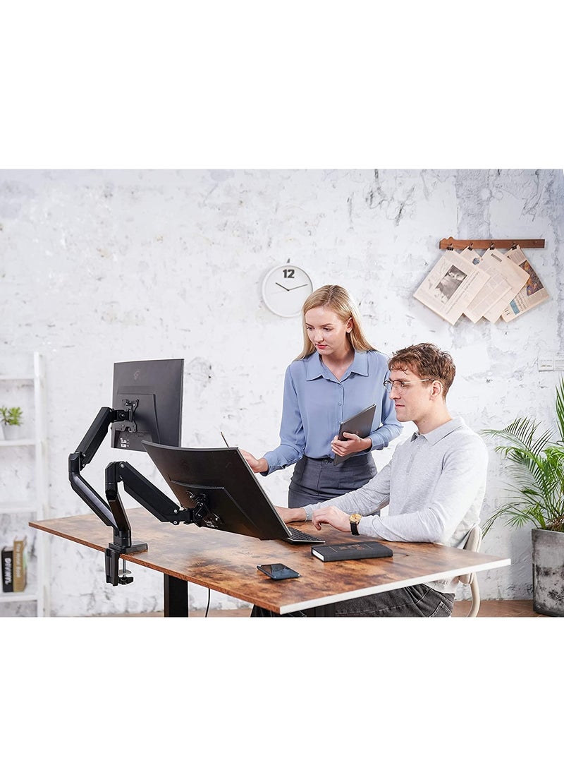 ELTRAZONE Dual Monitor Mount Stand - Height Adjustable Monitor Arm Stand Fully Articulating Counterbalance Gas Spring Desk Mount for Two 17 to 32 inch Screens - Image 3
