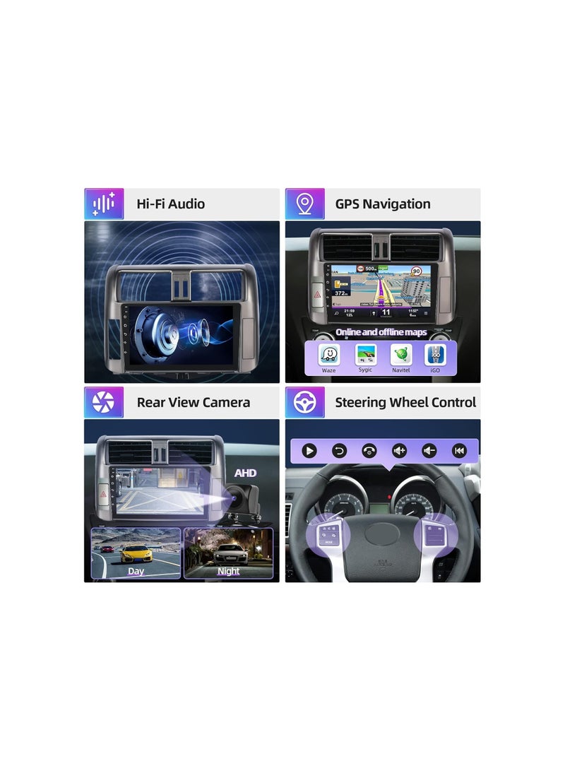 SHEZA STAR Android Car Stereo for Toyota Prado 2010 2011 2012 2013 6GB RAM 128GB ROM 9 Inch Support SIM Card, Apple Carplay, MirrorLink WiFi BT, IPS Touch Screen with AHD Camera Included - Image 5