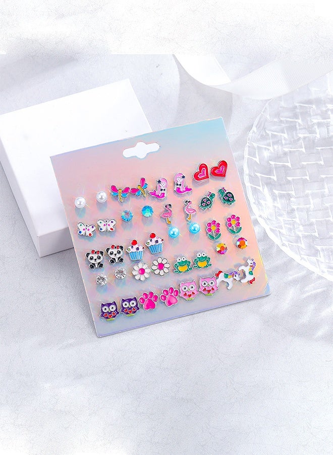 يمي مجموعة أقراط مضادة للحساسية للفتيات – 20 زوجًا من الأقراط اللطيفة للأطفال والنساء ذوي الأذنين الحساسة، مجموعة أقراط بدون نيكل مع مشبك خلفي، أقراط لطيفة للفتيات - Image 1