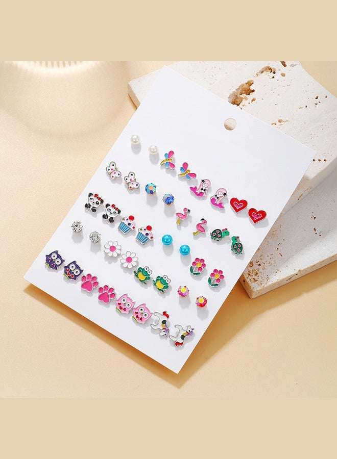 يمي مجموعة أقراط مضادة للحساسية للفتيات – 20 زوجًا من الأقراط اللطيفة للأطفال والنساء ذوي الأذنين الحساسة، مجموعة أقراط بدون نيكل مع مشبك خلفي، أقراط لطيفة للفتيات - Image 2