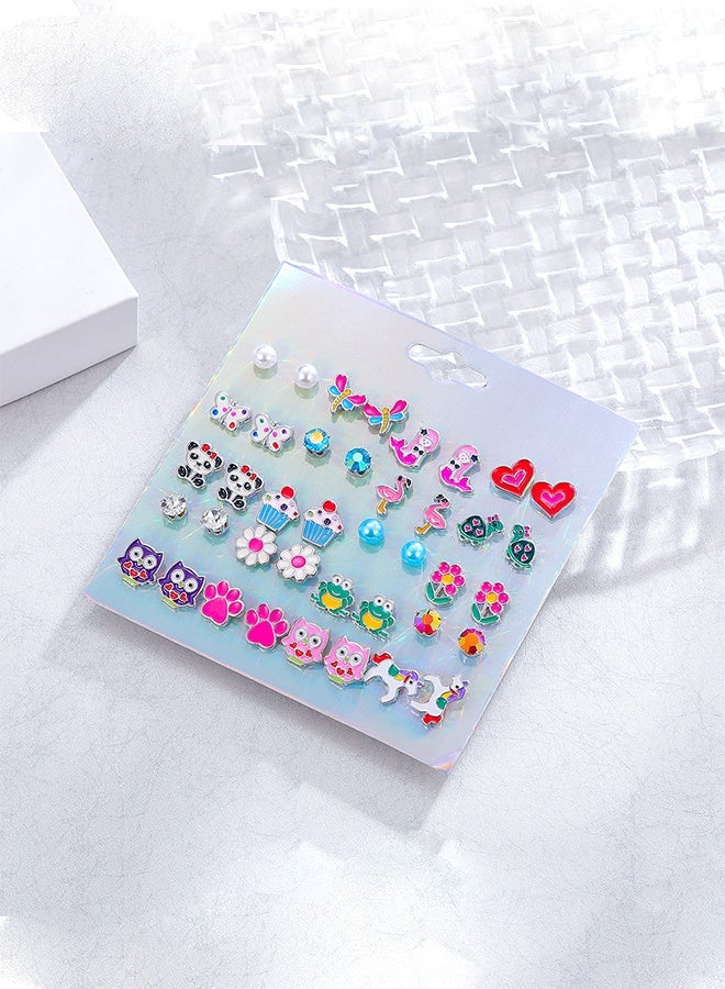 يمي مجموعة أقراط مضادة للحساسية للفتيات – 20 زوجًا من الأقراط اللطيفة للأطفال والنساء ذوي الأذنين الحساسة، مجموعة أقراط بدون نيكل مع مشبك خلفي، أقراط لطيفة للفتيات - Image 4