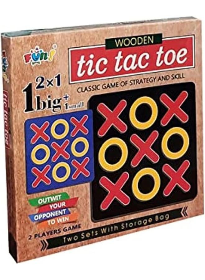 Wood)1 volume n1 + volume xo  Wooden pocket + storage bag Tic tac toe  - Image 1