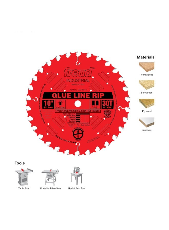 freud Freud Industrial Glue Line Ripping Saw Blade with Premium Tico Hi-Density Carbide Ripping Blend for Maximum Performance - 10" Diameter, 30 Teeth, TCG Grind - LM74R010 - Image 3