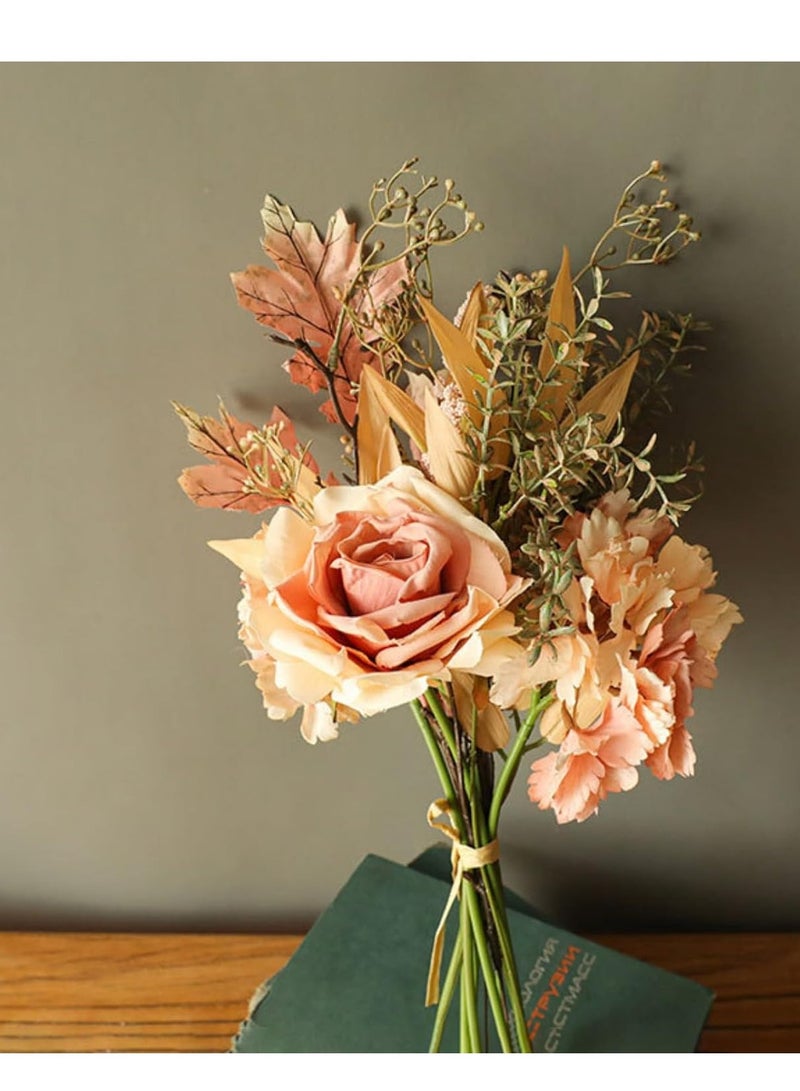 SYOSI Artificial Fake Flowers Plants Silk Flower Arrangements Wedding Bouquets Decorations Plastic Floral Table Centerpieces for Home Kitchen Garden Party Décor (Champagne) - Image 5