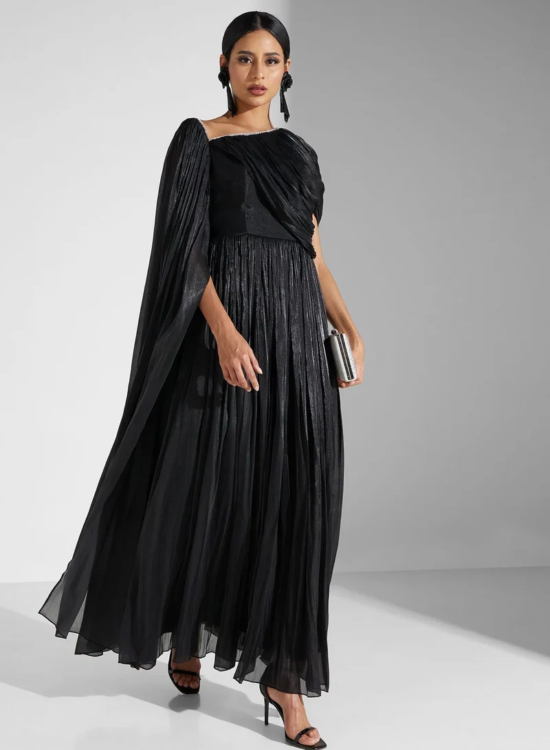strapless open back dress Simone Rocha - Short Pleated Cascade Cape Dress in Black main image 1