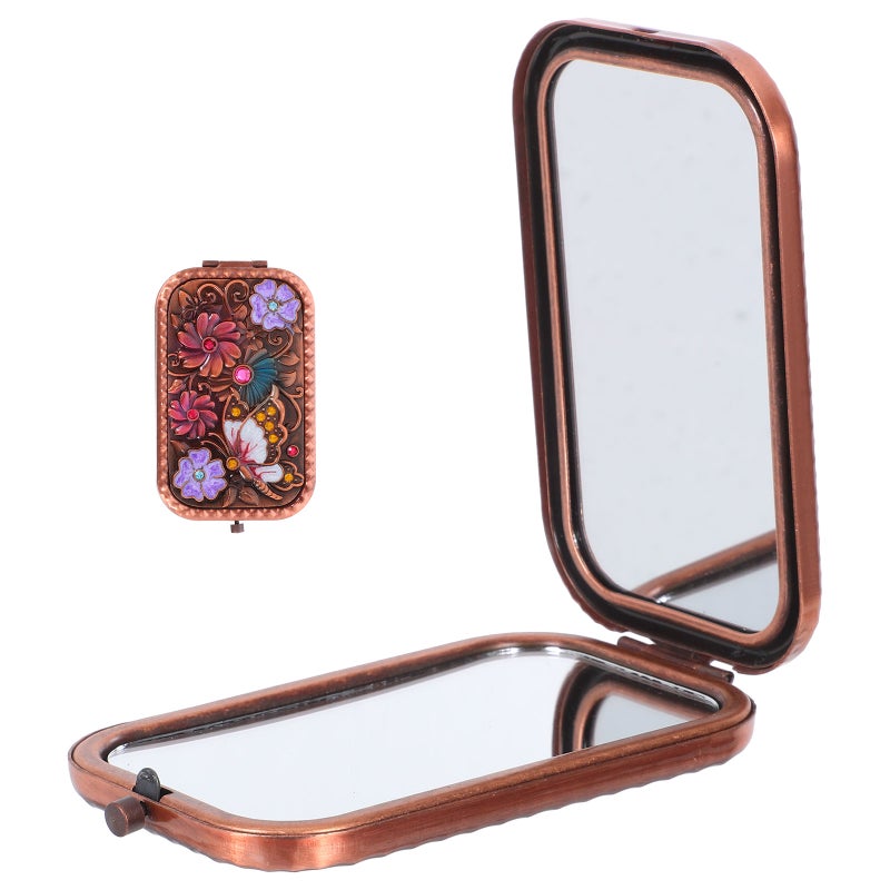 1PC Vintage Women Makeup Mirrors Double Side Pocket Mirror Portable Foldable Mirror for Outdoor Travel Shopping ( ) - Image 4