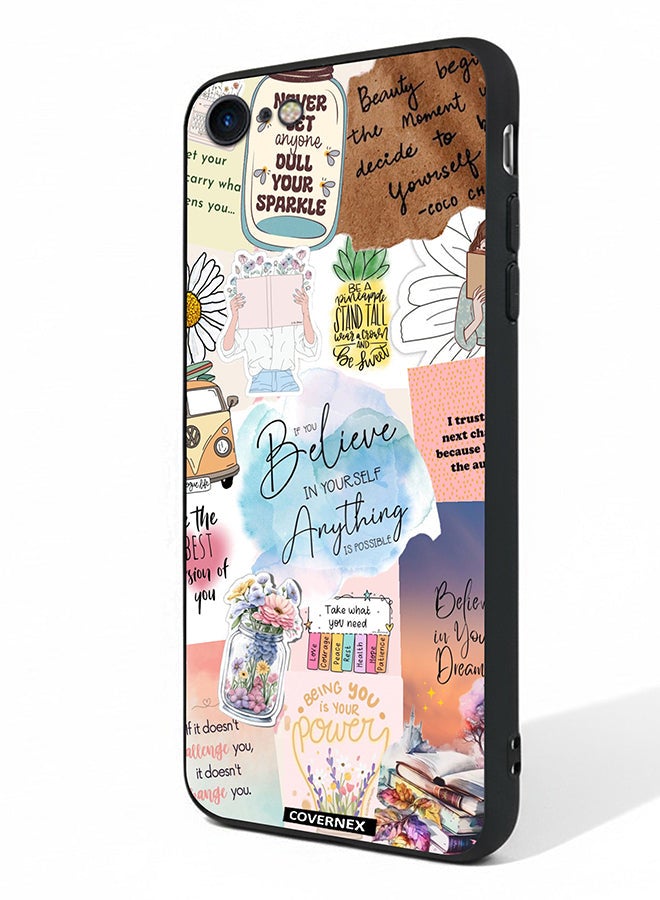 Covernex Apple iPhone 8 Protective Case Cover Printed Featuring Inspirational Themed with Floral and Travel Elements - Image 1