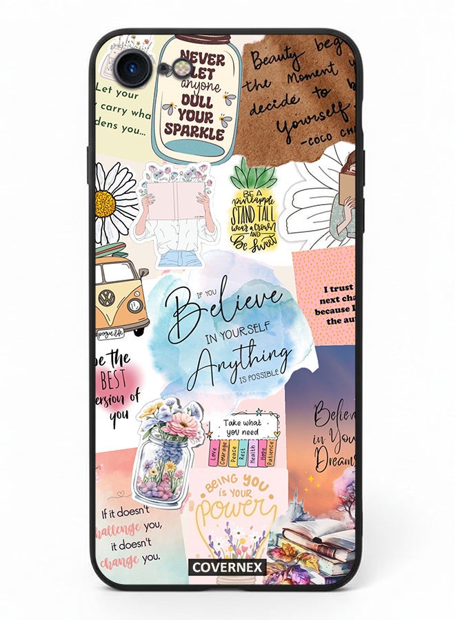 Covernex Apple iPhone 8 Protective Case Cover Printed Featuring Inspirational Themed with Floral and Travel Elements - Image 2