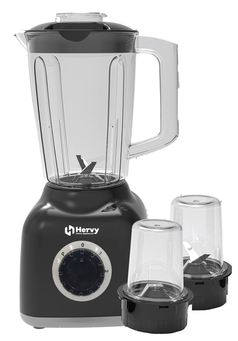 Hervy Maxy Blender, 1.6L Capacity, 400W, 2 Speeds + Turbo, with 2 Spice Grinders (Black) - Image 3