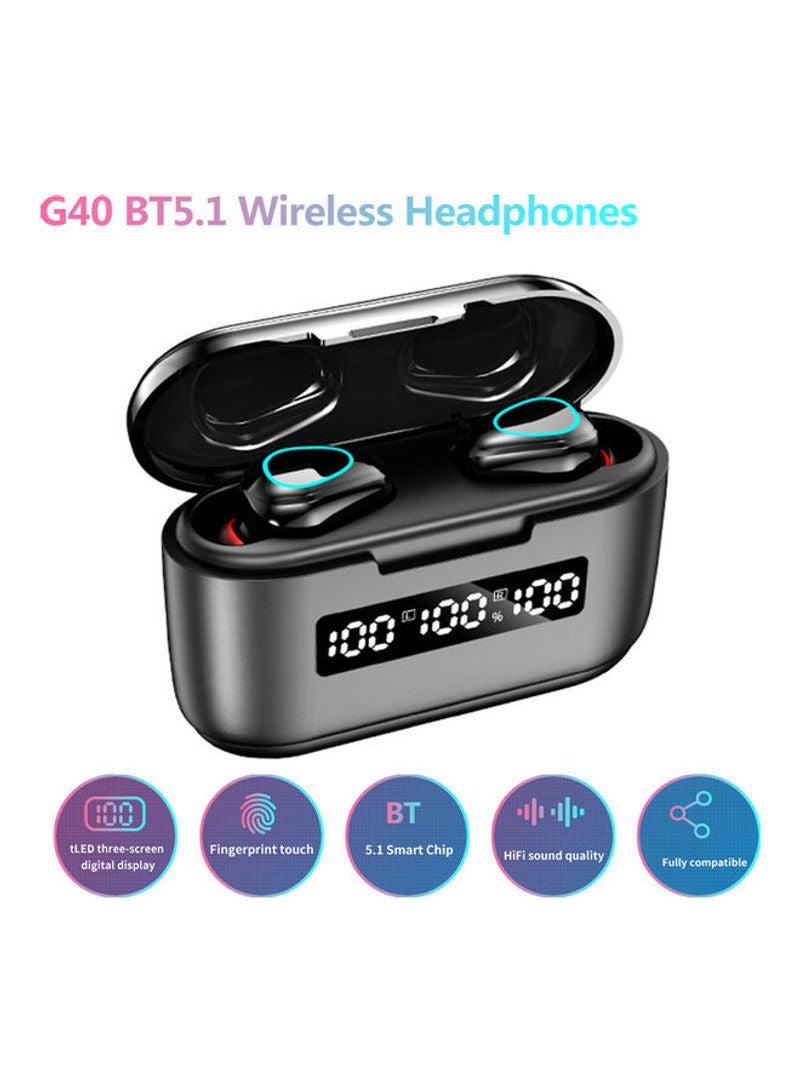 NIBEMINENT Wireless Smart Fingerprint Touch Bluetooth Headset Black - Image 1