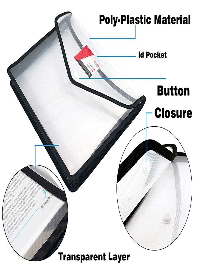 اس بي اس حافظة ملفات SPS، حقيبة تخزين ملفات شفافة من البولي بلاستيك A4/Foolscap مع زر كبس، مجموعة من 5 قطع/ حافظة ملفات شهادات - Image 5