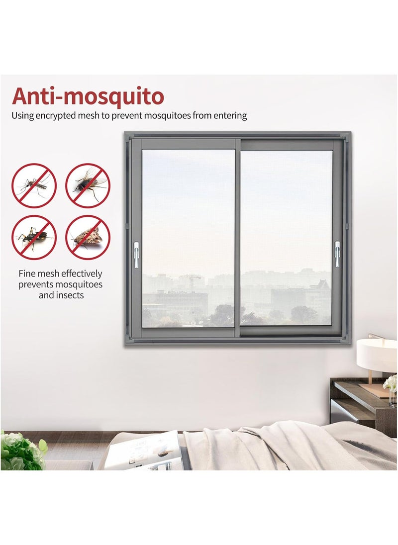 PP Nano Magnetic Window Screen 100cm×120cm DIY Magnetic Fly Screen for Windows Adjustable Mosquito Net Insect Mesh with Magnetic Strip (Grey Frame Grey Net)