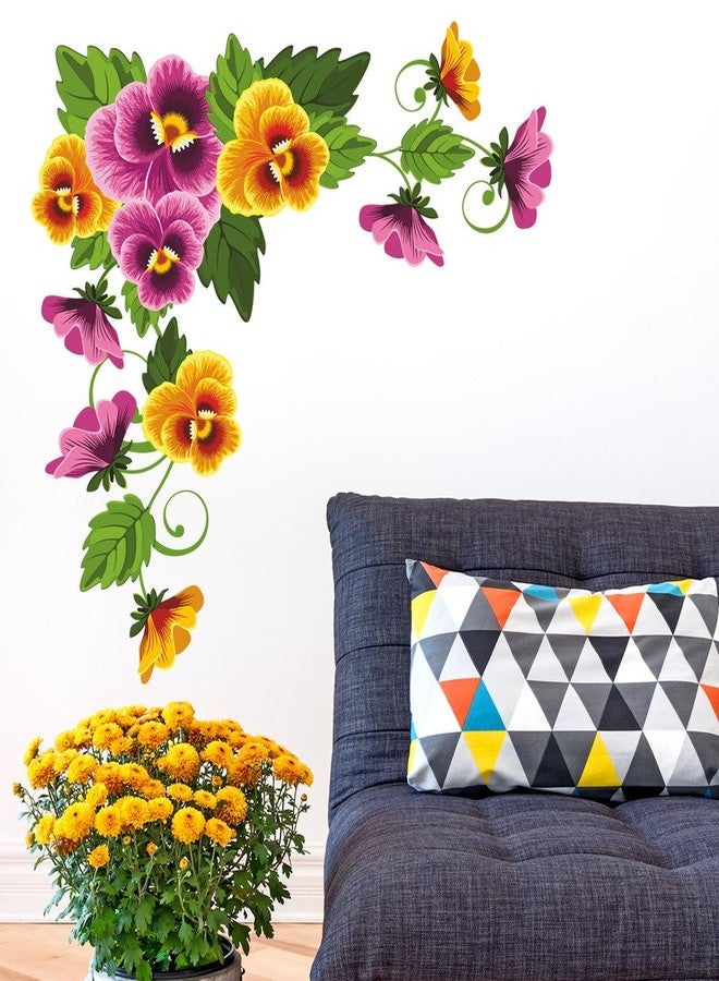 Decals Design 'Viola Flower Branch' Wall Sticker (PVC Vinyl, 50 cm x 70 cm x 1 cm),Multicolour - Image 2