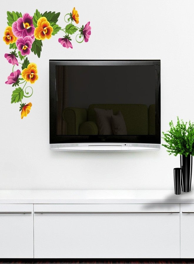 Decals Design 'Viola Flower Branch' Wall Sticker (PVC Vinyl, 50 cm x 70 cm x 1 cm),Multicolour - Image 1