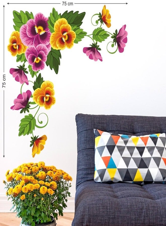 Decals Design 'Viola Flower Branch' Wall Sticker (PVC Vinyl, 50 cm x 70 cm x 1 cm),Multicolour - Image 3