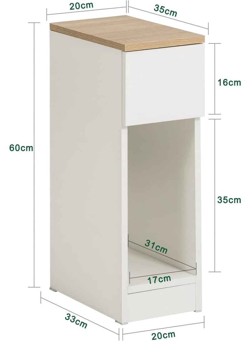 MODERN HOME A bedside table with a drawer for a box, a narrow side table for a telephone, and a white cabinet. - Image 2