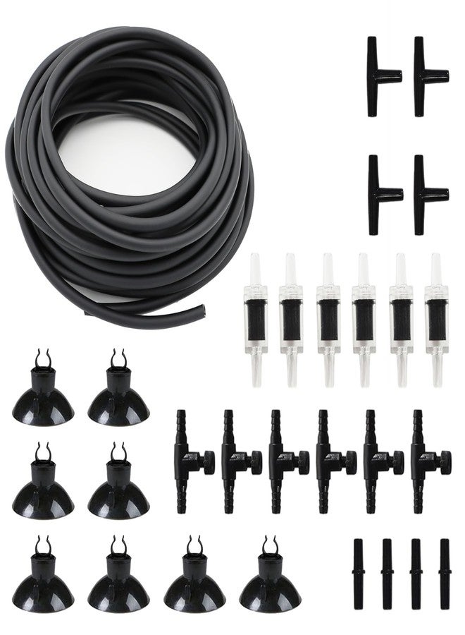 pewyoke Premium 25FT 3/16inch Air Hose for Aquarium with Connector,Check Valve, Control Valve Accessories (Black, 25 ft.) - Image 1