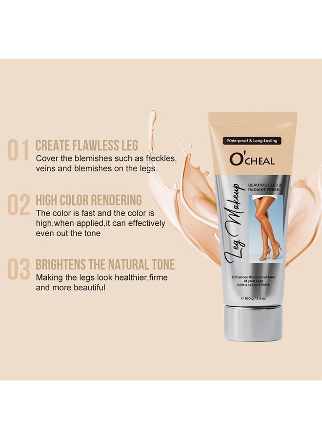 اوكيل كريم مكياج الساق المقاوم للماء ، غطاء الوشم بدون نقل ، خافي عيوب للندبات ، كريم أساس طويل الأمد للجسم لبشرة خالية من العيوب ، غطاء دوالي الساق ، مناسب لجميع ألوان البشرة ( # 01 الطبيعة) - Image 5