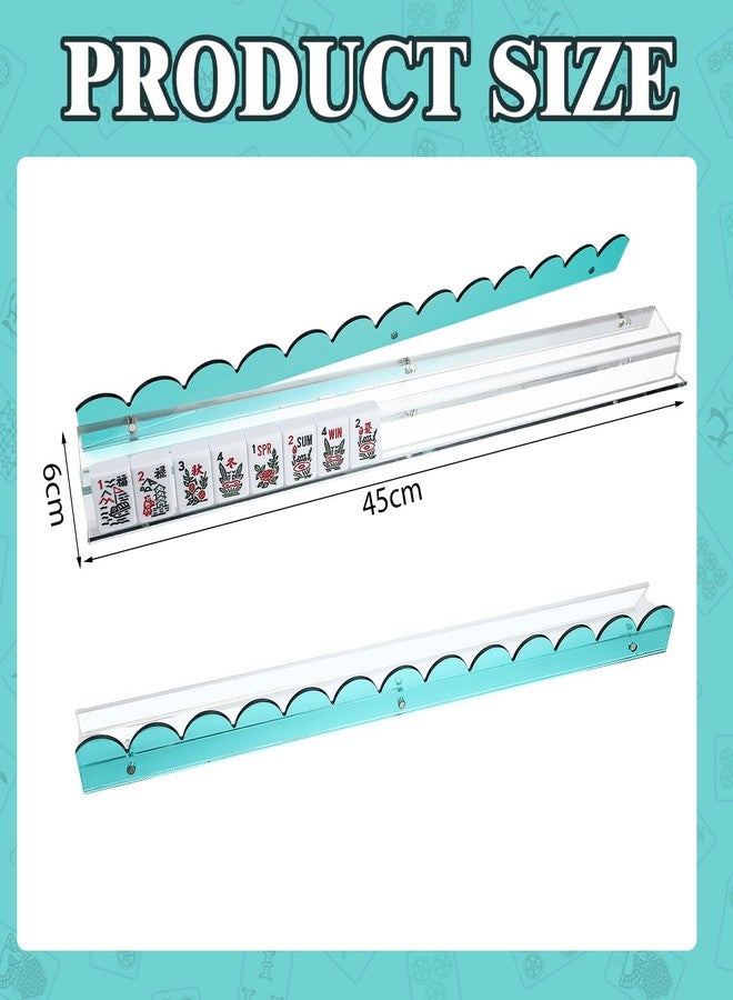 DoubleFill مجموعة DoubleFill المكونة من 4 قطع من رفوف وأدوات دفع قطع لعبة ما جونغ، حوامل أكريليك متكاملة، رفوف مغناطيسية مزخرفة لتنظيم قطع لعبة ما جونغ، سهلة الاستخدام لأمسيات الألعاب المنزلية (حافة مزخرفة، ملونة) - Image 2