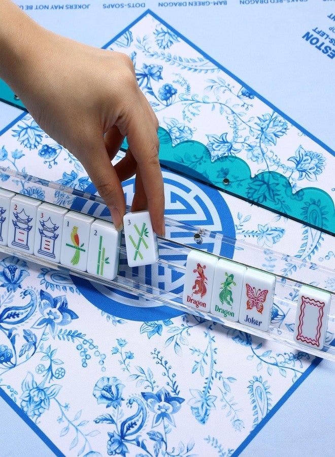 DoubleFill مجموعة DoubleFill المكونة من 4 قطع من رفوف وأدوات دفع قطع لعبة ما جونغ، حوامل أكريليك متكاملة، رفوف مغناطيسية مزخرفة لتنظيم قطع لعبة ما جونغ، سهلة الاستخدام لأمسيات الألعاب المنزلية (حافة مزخرفة، ملونة) - Image 4