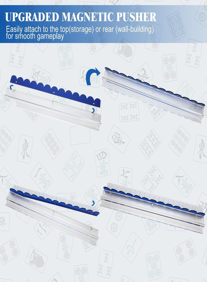 DoubleFill مجموعة DoubleFill المكونة من 4 قطع من رفوف وأدوات دفع قطع لعبة ما جونغ، حوامل أكريليك متكاملة، رفوف مغناطيسية مزخرفة لتنظيم قطع لعبة ما جونغ، سهلة الاستخدام لأمسيات الألعاب المنزلية (حافة مزخرفة، ملونة) - Image 3