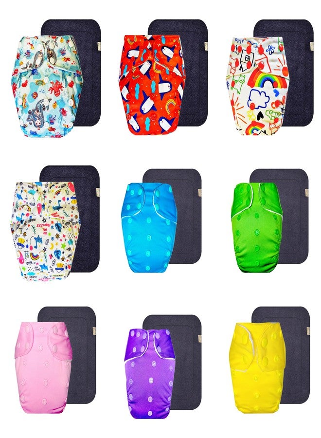 حفاضات دمبلدو القماشية الممتازة مع حشوة رمادية (عبوة من 9) | مضادة للحساسية | مانعة للتسرب | مناسبة للسفر | مثالية لفصل الصيف الهندي | من 3 أشهر إلى 3 سنوات | للجنسين - Image 1