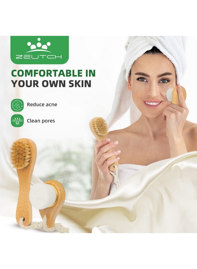 Zeutch Premium Dry Brushing Body Brush Set for Lymphatic Drainage and Cellulite Treatment, Boar Bristle Long Handle Face Cleansing Brush for A Glowing Skin, 5 Pack - Image 5