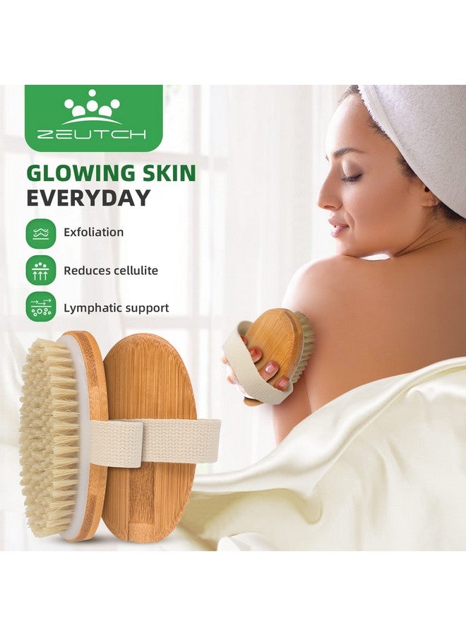 Zeutch Premium Dry Brushing Body Brush Set for Lymphatic Drainage and Cellulite Treatment, Boar Bristle Long Handle Face Cleansing Brush for A Glowing Skin, 5 Pack - Image 3