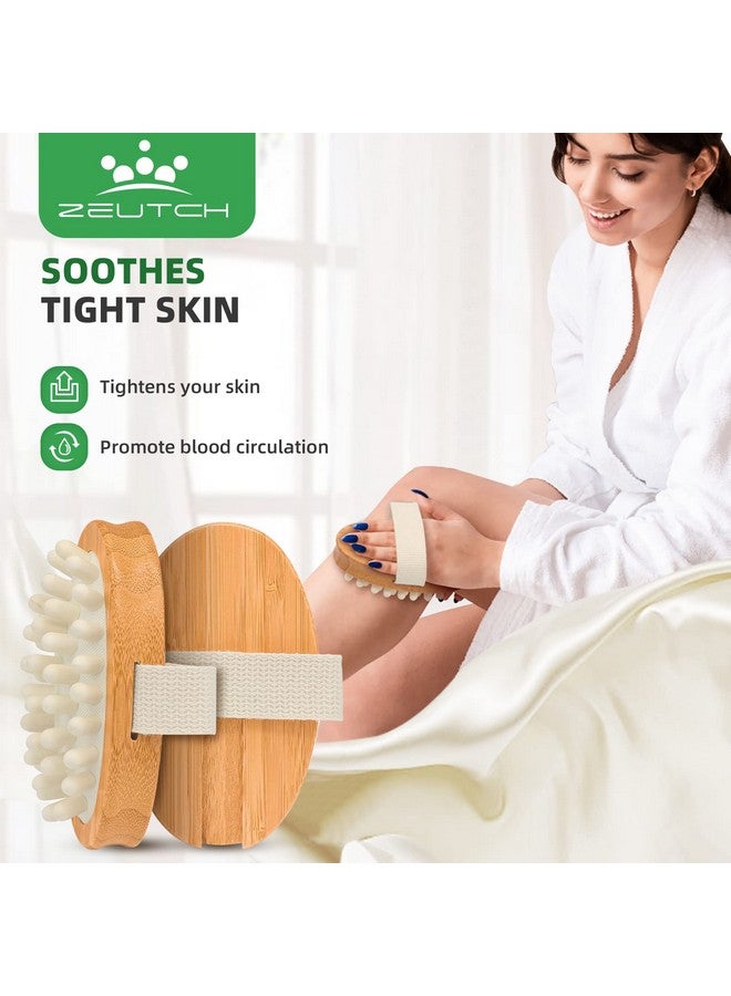 Zeutch Premium Dry Brushing Body Brush Set for Lymphatic Drainage and Cellulite Treatment, Boar Bristle Long Handle Face Cleansing Brush for A Glowing Skin, 5 Pack - Image 4