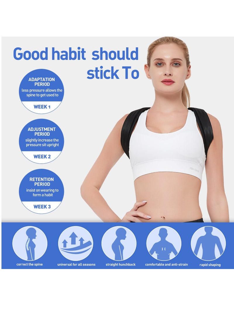 Adjustable Posture Corrector with Back Correction Strap for Neck and Shoulder Pain Relief - Ideal for Men, Women, Seniors, and Teens (1PC Black, L) - Image 4
