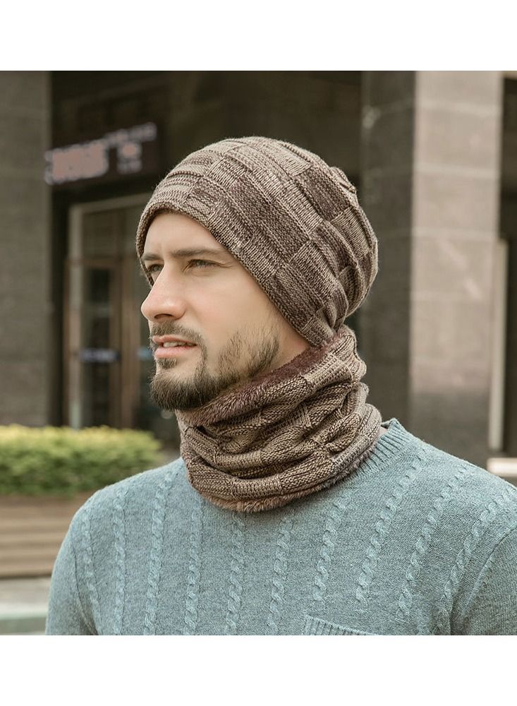 Loquat Winter Padded Set Cap Knitted Hat Scarf 2-Piece Set