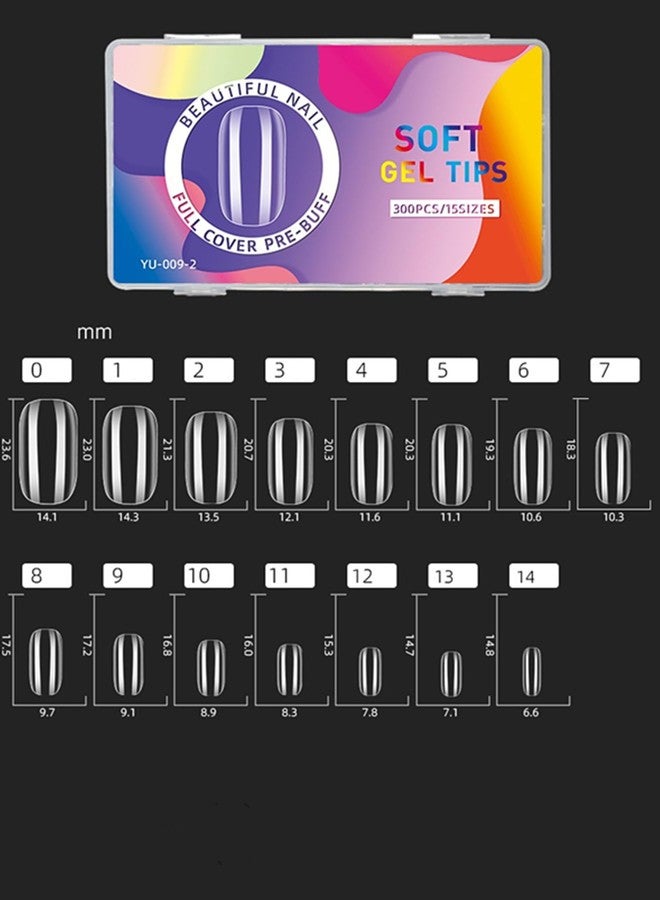 YIMART Press on Nails Short,300pcs Traceless Frosted ABS Artificial Nail Tips,NO Polishing Medium Design Matte Soft Gel Nail Tips for Extension Nail Salon (transparent, long almond) - Image 2