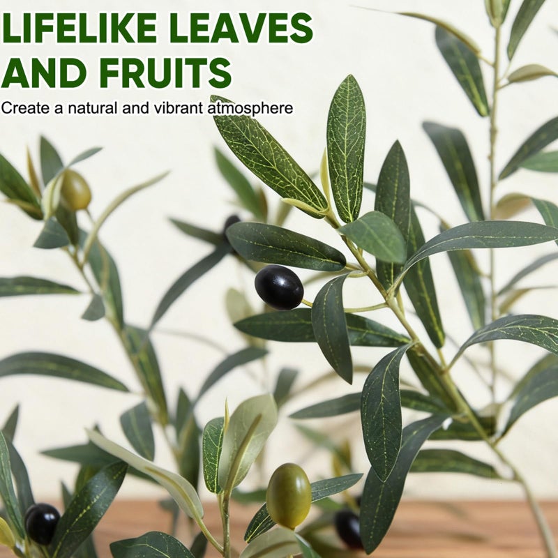Timoo Faux Olive Tree 6FT Tall Olive Trees Artificial Indoor with White Planter, Artificial Plants Indoor Faux Tree with Realistic Leaves and Lifelike Fruits, Fake Plant for Home Office Decor - Image 4