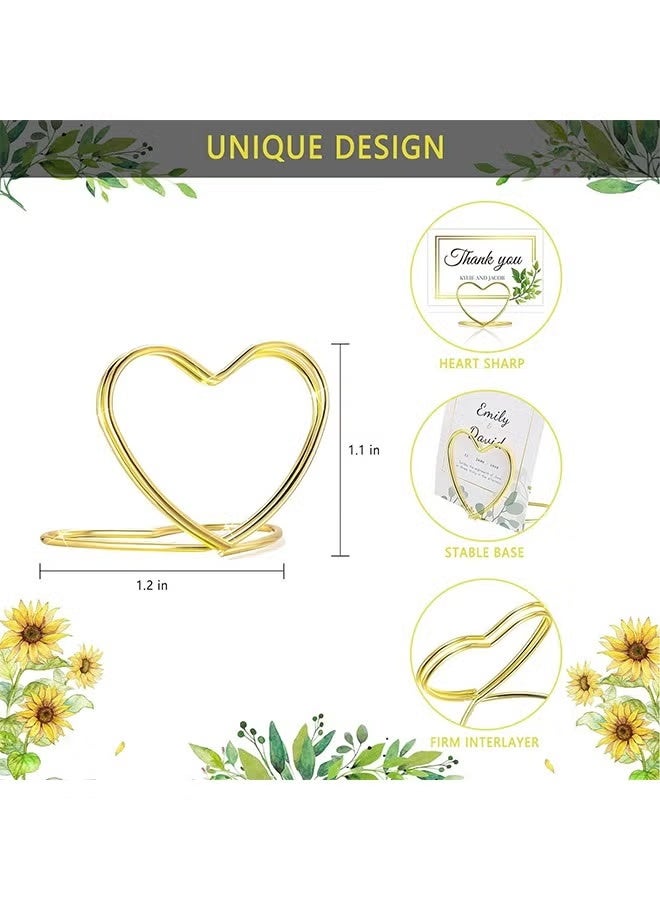 حامل أرقام الطاولة على شكل قلب، حامل بطاقات مكان، ملصقات جلوس الزفاف، مشابك، حاملات طاولات فولاذية لحفلات الزفاف، صور، ملاحظات، أعياد الميلاد، حفلات الزفاف (ذهبي) - Image 2