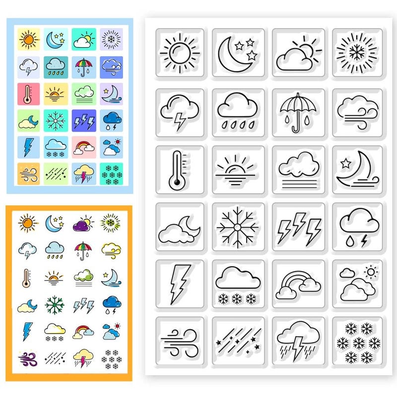 CHGCRAFT Weather Clear Stamps Transparent Silicone Stamp Mini Weather Silicone Seals Stamp for Calendar Planner Decoration and DIY Scrapbooking 63 x 43inch - Image 3
