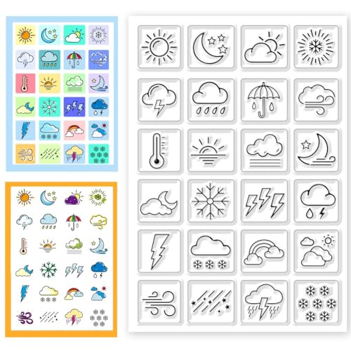 CHGCRAFT Weather Clear Stamps Transparent Silicone Stamp Mini Weather Silicone Seals Stamp for Calendar Planner Decoration and DIY Scrapbooking 63 x 43inch - Image 1