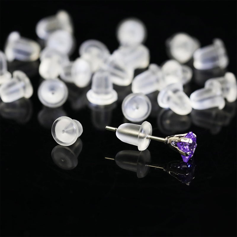 Meniala Silicone Earring Backs, 200 Pieces Clear Hypoallergenic Stoppers for Stud, Post, Hoop, Fishhook Earrings - Image 1