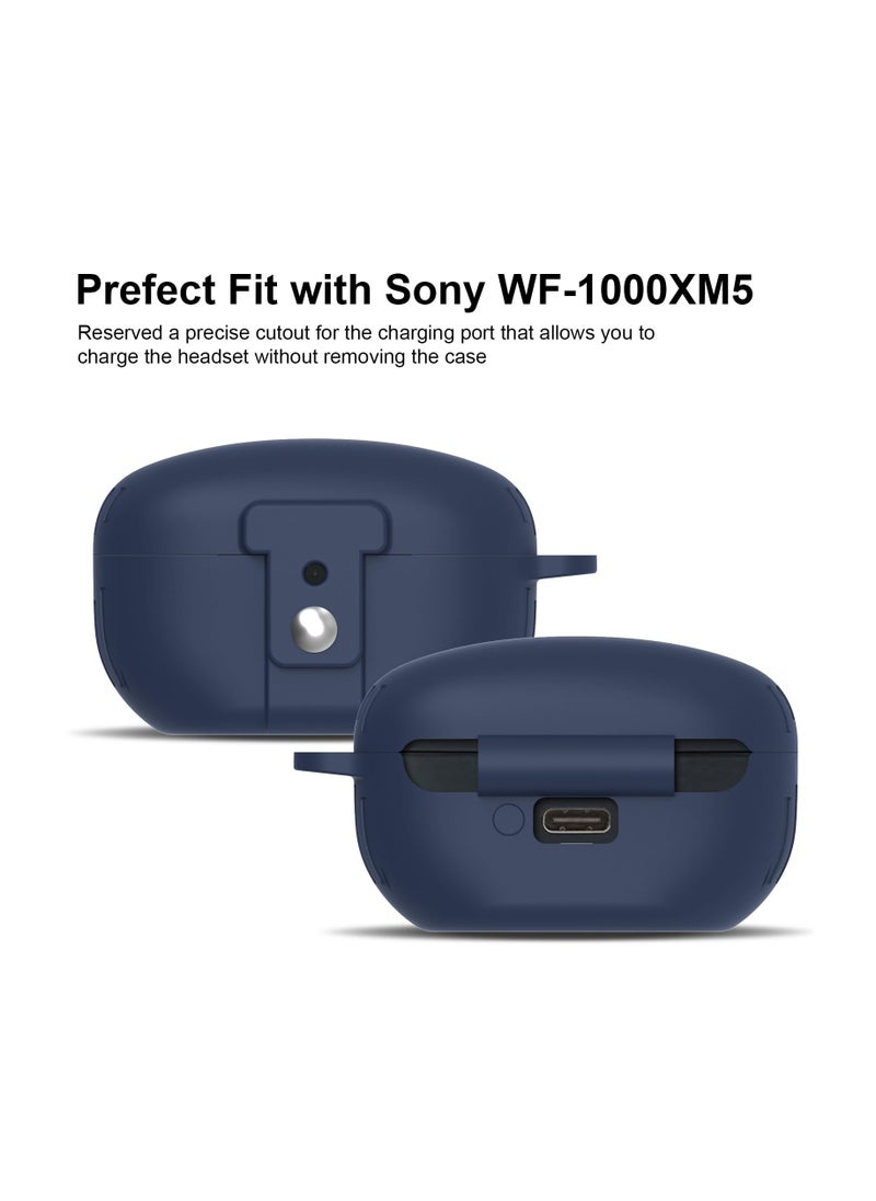 Anmi - [Secure Lock] Case Cover Compatible with Sony WF-1000XM5, Silicone Case for Sony WF-1000XM5 Earbuds, Shockproof Anti Scratch Case Protective Cover with Carabiner and Lanyard (Blue) - Image 1