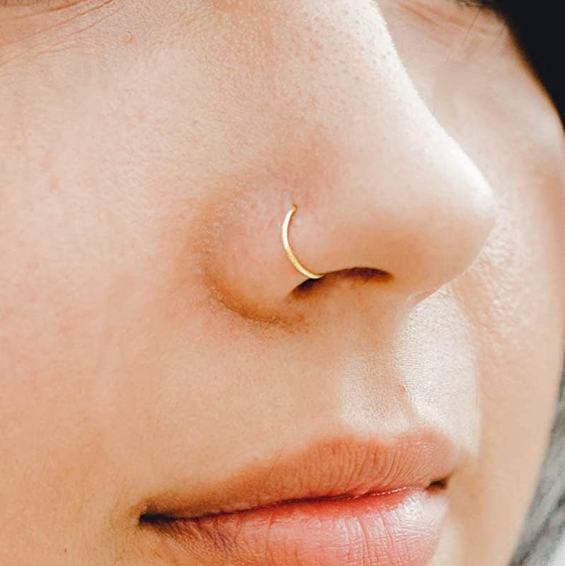 D.Bella 18G Nose Rings for Women Nose Rings Studs Stainless Steel L-Shaped Nose Studs Screw Nose Piercing Jewelry - Image 3