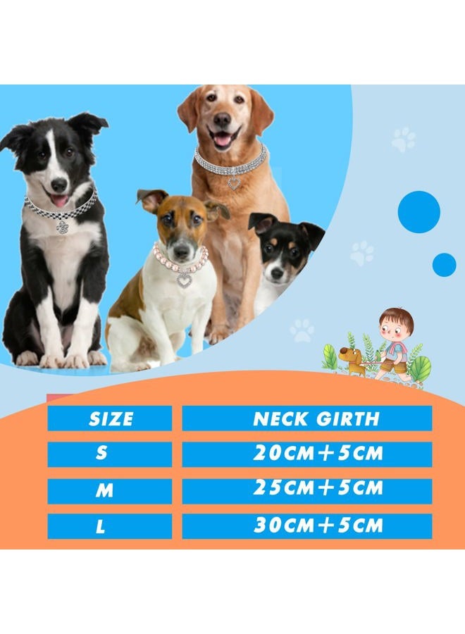 Sanwuta 4 Pcs Pearl Dog Collar Necklaces Small Dogs Cats Rhinestones Collar Necklace Set, Crystal Pet Puppy Dog Necklace Adjustable Dog Jewelry for Pet Small Girls Cats (Small, Paw Style) - Image 2