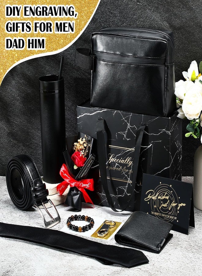 Tioncy 10 Pcs Birthday Gifts for Men Christmas Gifts Box Baskets Set, 16 oz Tumblers Wallet Tie Belt Keychain for Dad Husband Boyfriend Men Employee Retirement Anniversary Thank You(General) - Image 3