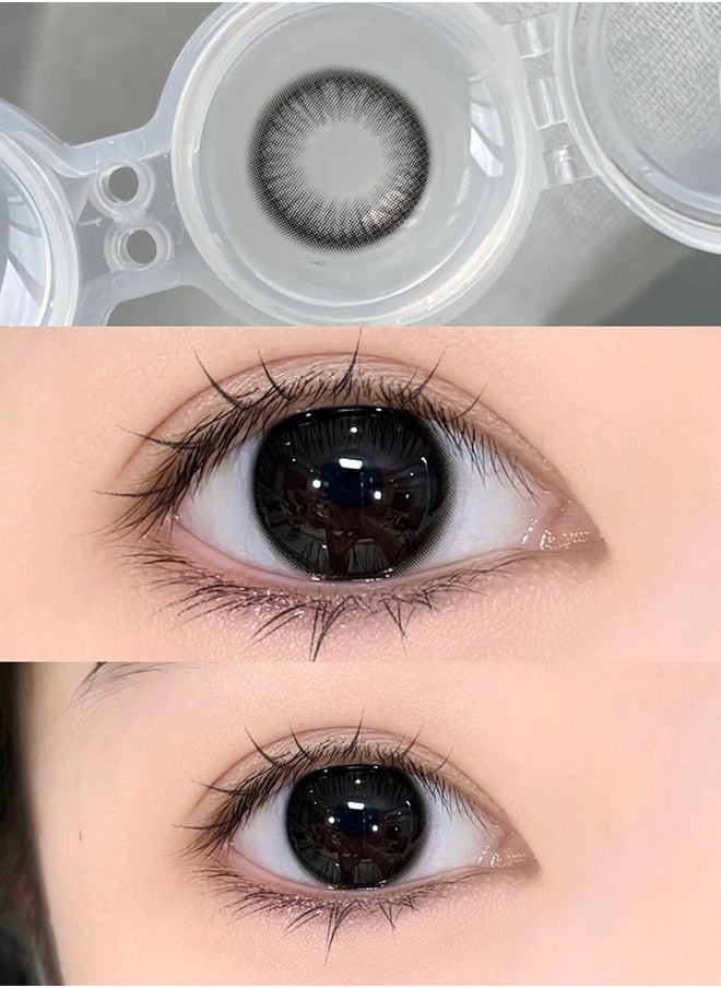 Mill Creek Mill creek color contact lenses 14.2MM hydrogel lenses can be used for 12 months 1 pair of 2 black glasses  - Image 2