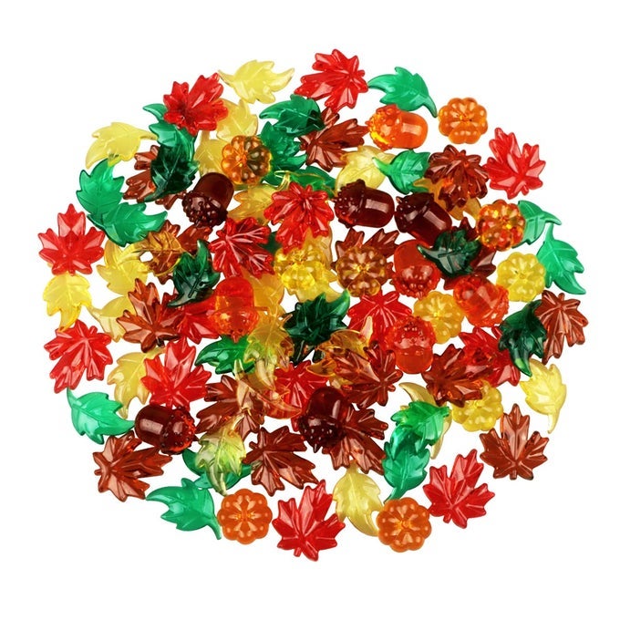 100PCS ACRYLIC LEAVES MINI PUMPKINS ACORNS MAPLE LEAVES ACRYLIC FALL DECORATIONS THANKSGIVING TABLE SCATTER FALL VASE FILLER GEMS FOR DIY CRAFTS HOME DECORATION THANKSGIVING AND AUTUMN DECOR