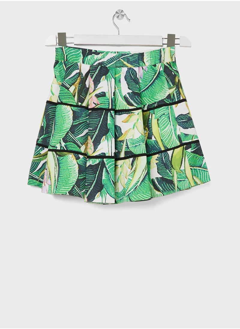 loredana Teen Leaf Print Skirt