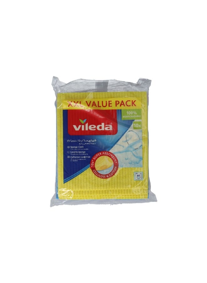 Vileda 10-Piece Super Absorbent Sponge Cloth Set Multicolour 22.86 x 17.78 cm VC26 - Image 1