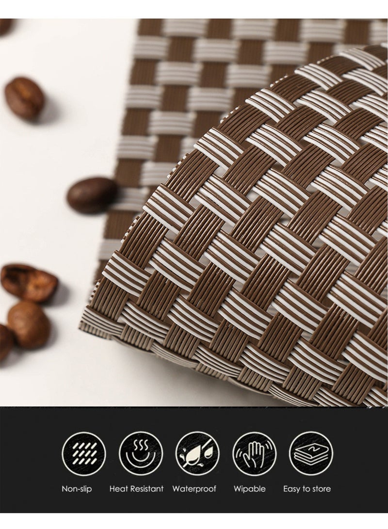 DB Innov. Placemats, 4 PCS Brown Grid -Type Rectangle Placemats, Washable PVC Placemats, Non-Slip Stain Heat Resistant Place Mats for Dining Table, Dimension 45*30CM. - Image 3